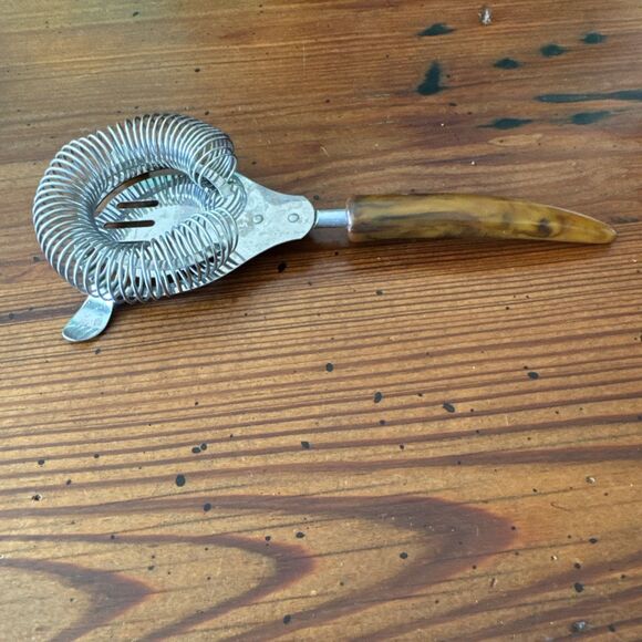 MCM Parker Gaines Stainless Cocktail Strainer w/ Marbled Bakelite Handle USA - Picture 4 of 7